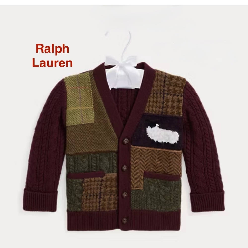 ❌️❌️SOLD❌️❌️Ralph Lauren Kids Patchwork Cardigan - Burgundy and Olive
